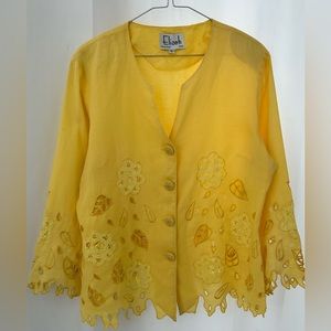 VTG 80s ELIZEH Floral Cut-Out Button-Up Jacket